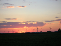 View of wind farm at sunset | Precision Filtration Products