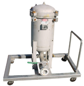Metal Vacuum Filter Vessel on mobile cart