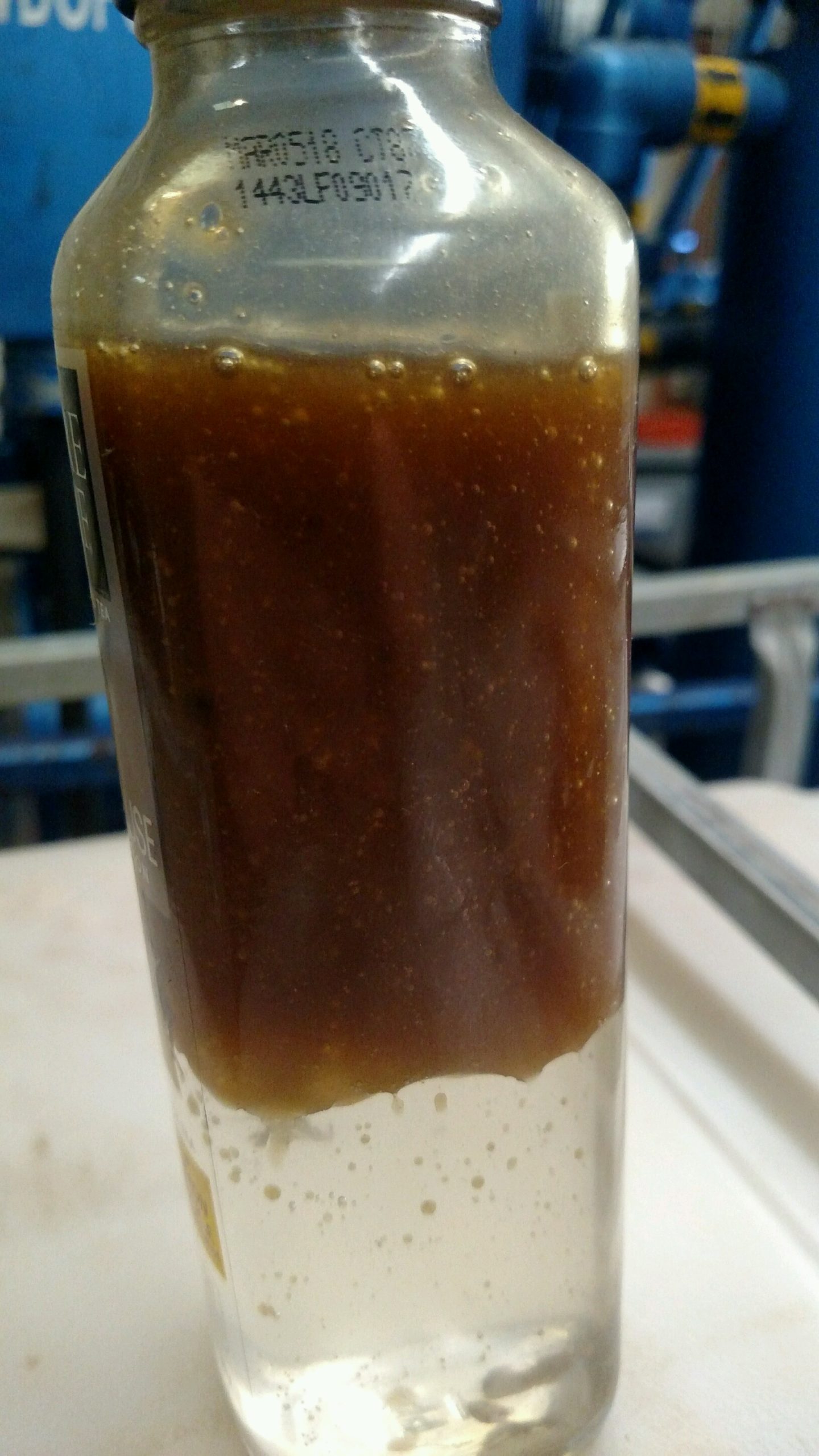 Dirty gearbox oil (ISO 320) before filtration