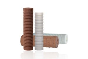 Resin-Bonded Filter Cartridges, white and brown