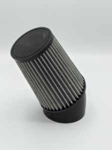 V-Twin air filter, 45-degree clamp-neck, side view