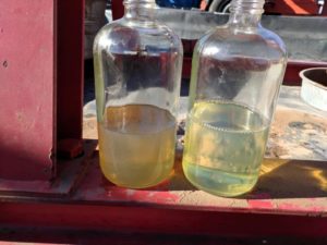 Stored fuel, before and after filtration