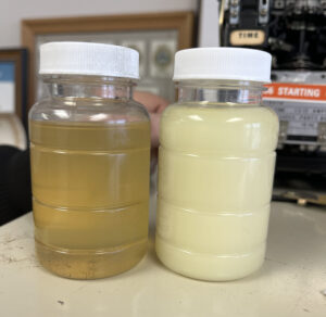 Before and after oil samples